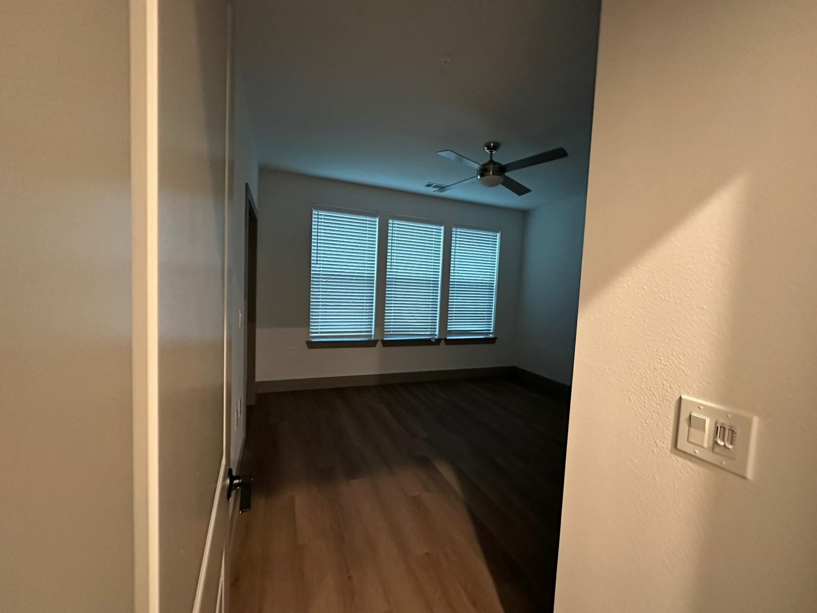 Finished apartment bedroom walls and trim