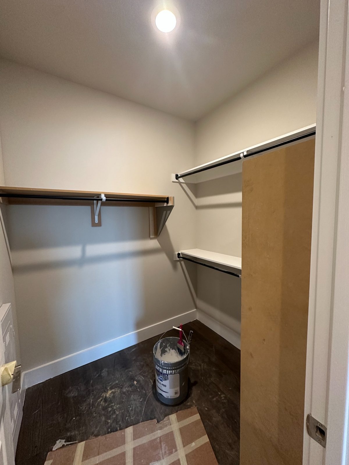 Interior closet painting and shelving preparation