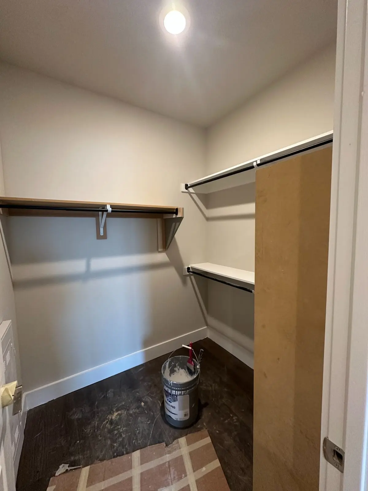 Interior closet painting and shelving preparation