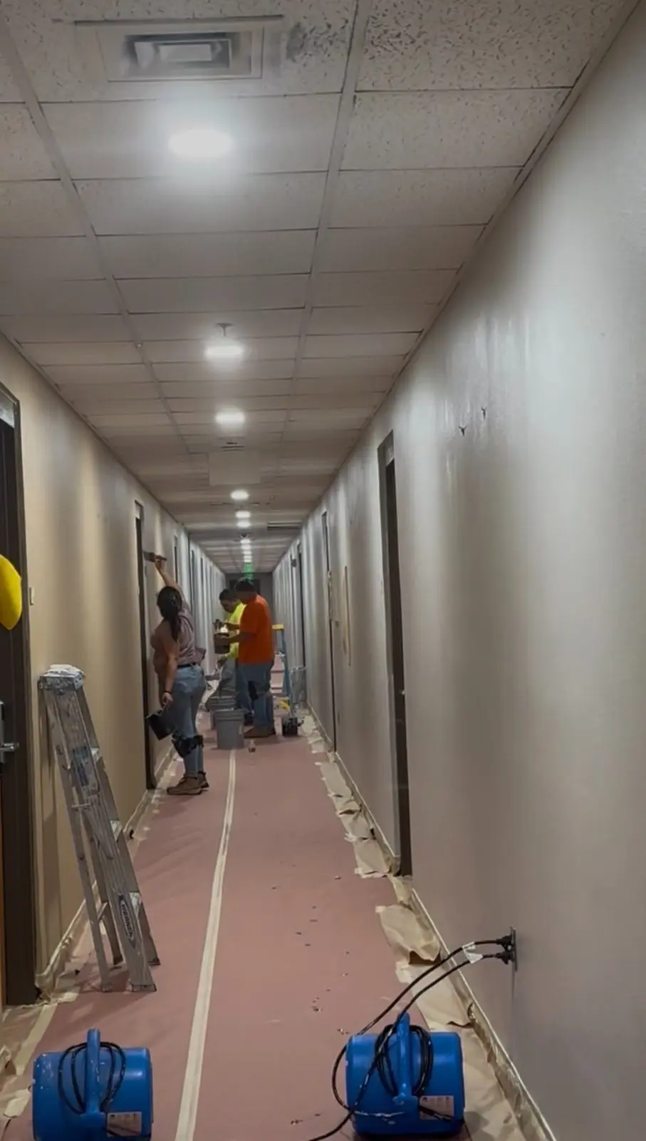 Commercial hallway painting preparation in Fort Worth area